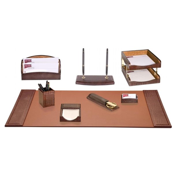 Workstation Crocodile Embossed 10-Piece Desk Set, 10PK TH635294